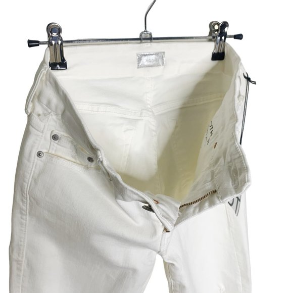 MOTHER Denim NWT White Looker Ankle Fray Raw Hem Jeans Little Miss Innocent 26 - Picture 14 of 16